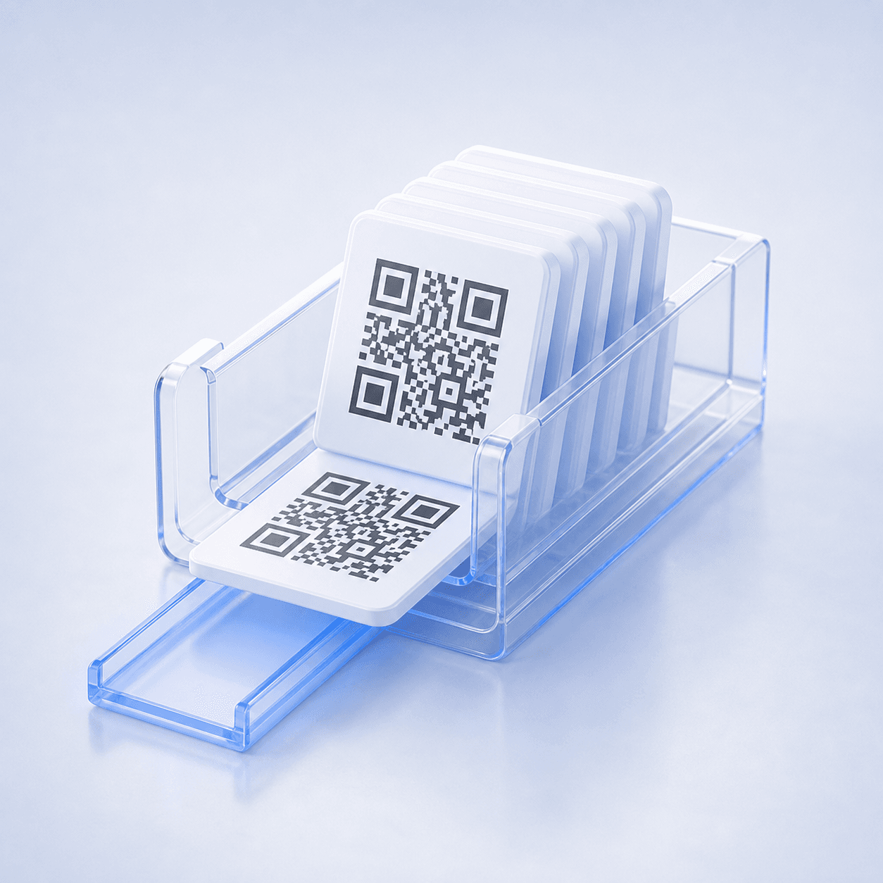 A translucent feeder issuing unique QR reward cards